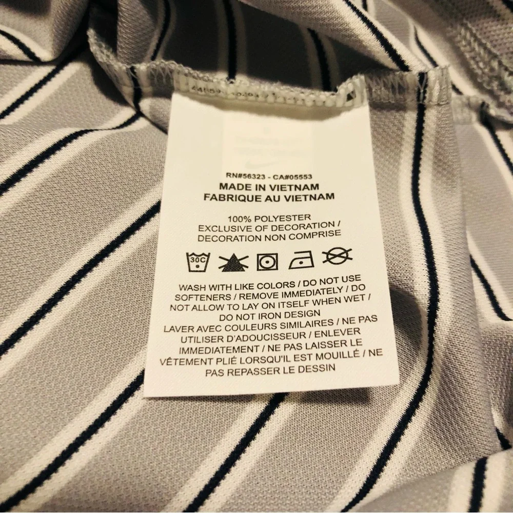 Nike Dri-FIT Mens Golf Polo Shirt Striped Gray Athletic‎ Fit Small